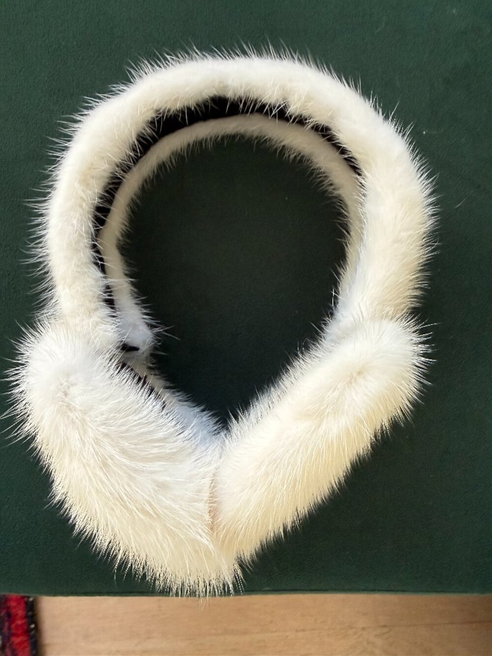 Vintage Genuine White Mink Fur Earmuffs Luxury Winter Ear Warmers